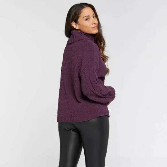 Chenille Cable Knit blackberry Wine Colored Crowl neck sweater msrp 74.00 - Picture 4 of 5